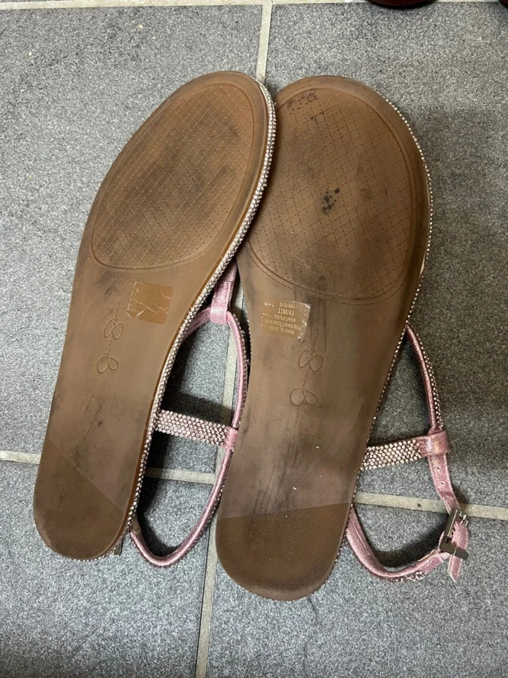 Jessica Simpson Oliara Flat T-Strap Sandals  11 Rhinstone summer festival resort